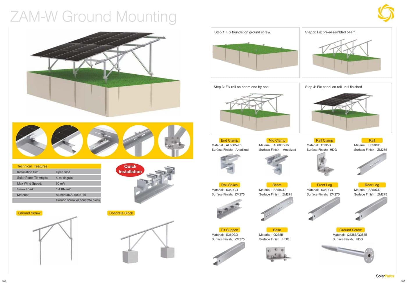 ZAM-W Steel Ground Mounting System